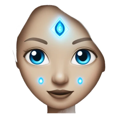 magical diva with thin pink andromedan skin long hair and blue eyes glowing third eye sticker