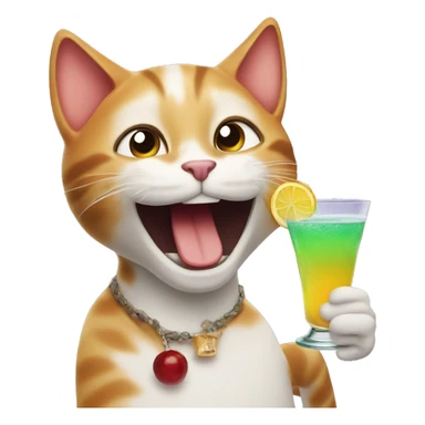 happy cat with cocktail sticker