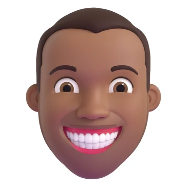 smiling black man with big teeth, standard male haircut, oval face, Rio de Janeiro theme, no glasses, carioca sticker