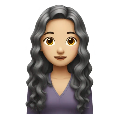 asian girl with long wavy hair  sticker