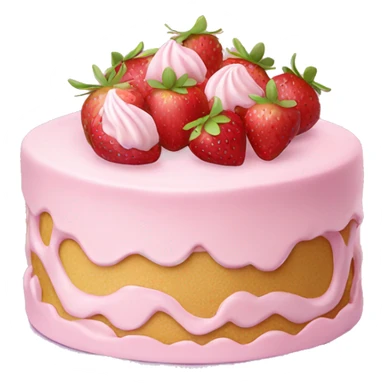 Pink strawberries and cream birthday cake  sticker