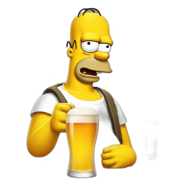 homer simpson drinks beer sticker