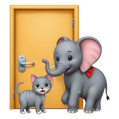 A cat and an elephant door dashing together  sticker