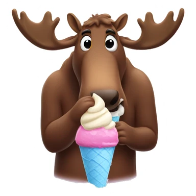 a moose eating ice cream sticker