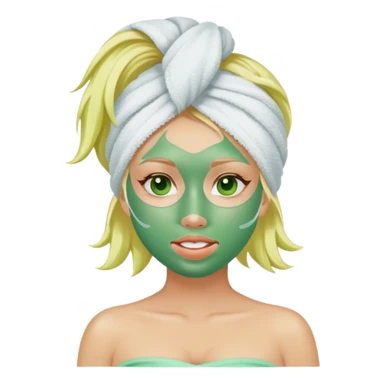 green face mask on a blond girl in towel  sticker