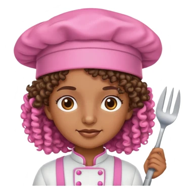 Cocinera morena con rizos y gorra rosada  sticker