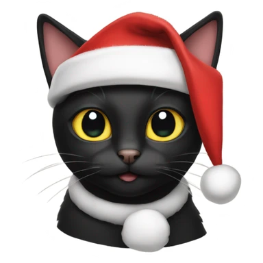 Black cat with Santa hat sticker