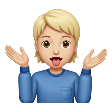 Tongue out with hands on the side sticker