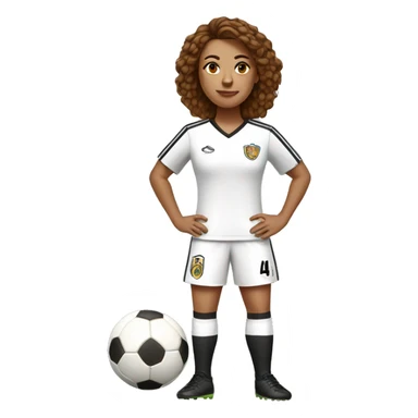 A Soccer Player white women with Brown Hairs with Jersey number 4 with a crown and a Ball under her foot   sticker