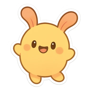 Yeep character from Yeeps Hide and Seek, playful, round, simple, bright colors, cute, minimal background sticker