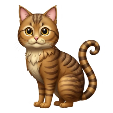 A animal with a Owl body brown tabby cat head and tail full body sticker