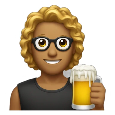 PERSONA DE LENTES Y PELO NEGRO SOSTENIENDO CERVEZA EN LA MANO sticker
