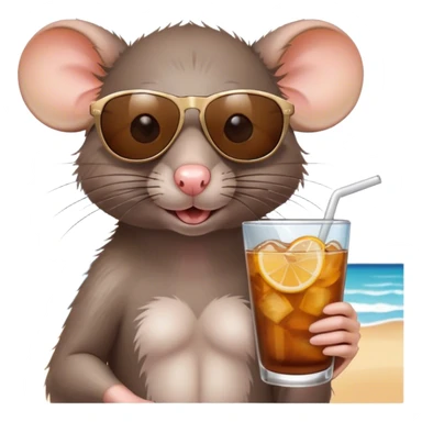 rat with sunglasses on a beach with a drink in her hand sticker