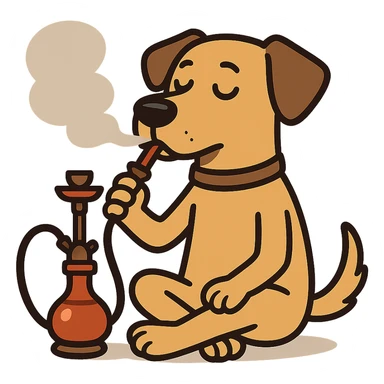 flat toon style dog smoking shisha sticker