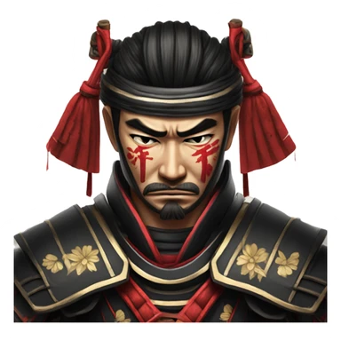 sad shogun samurai in black and red colors armor is crying coz he lost in poker  sticker