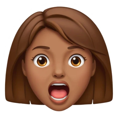 Woman brown hair. Mouth open. Not smiling sticker