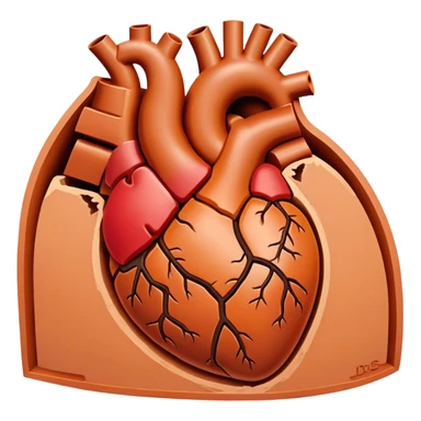 Heart cross section only contour in terracotta color  sticker