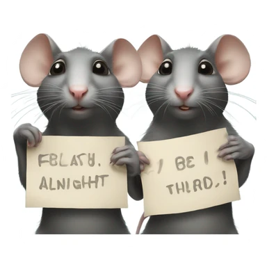 Two rats hold a poster with the inscription "ALINGHT" sticker