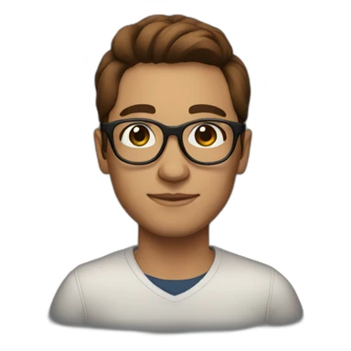 designer with round glasses, brown hair and a side parting sticker