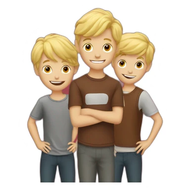 Three blonde boys with beef jerky sticker
