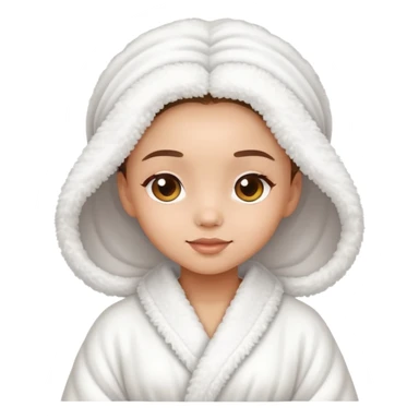 cute girl at spa wearing fluffy robe sticker