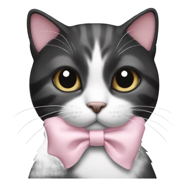Cat black and white with a light pink bow sticker