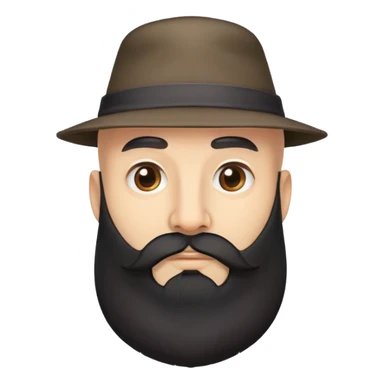 Medium skin bald man with long black beard and hat sticker