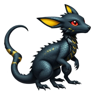 Sophisticated Modern Gothic Gloomy Futuristic Scaly Cyber-Salandit-Umbreon-Litten-Hybrid (Full body) sticker