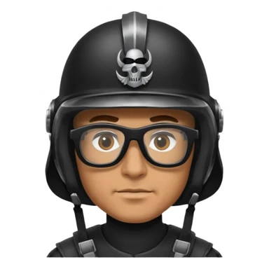 man wearing bake raider helmet and glasses sticker