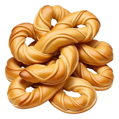 Tianjin Fried Dough Twist Mahua twisted crispy pastry, simplified emoji style with bold outlines and bright colors, cartoon style traditional Chinese fried snack sticker