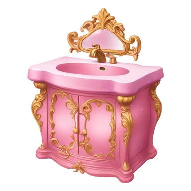 Pink glitter sink with mirror  sticker