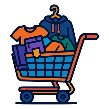 shopping cart with clothes sticker
