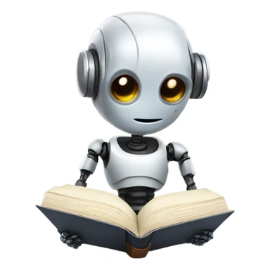 cute robot holds a book sticker