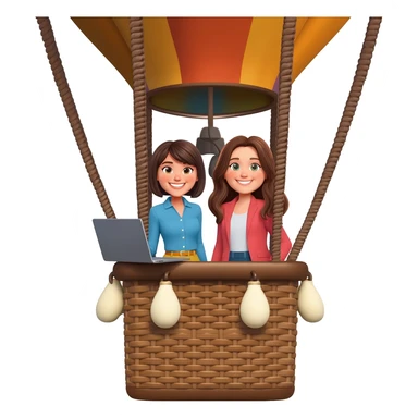 two female startup founders in a hot air balloon sticker