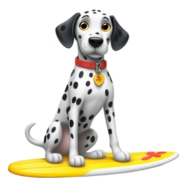 Dalmation on a surfboard sticker