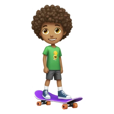 teenage boy with curly brown hair skateboarding  sticker