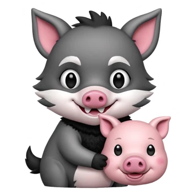 Wolf cartoon wholding animal for eating  sticker