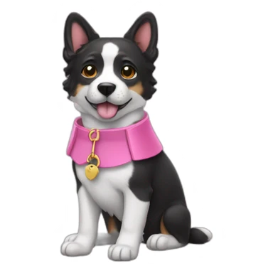 perra negra con collar rosa sticker