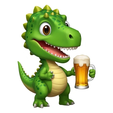 dinosaur holding beer sticker