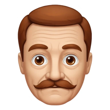 An elderly man with neatly styled reddish-brown hair, thick eyebrows, brown eyes, and a white mustache. sticker