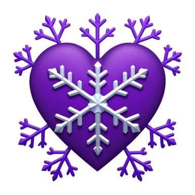 purple heart with a snowflake motif sticker