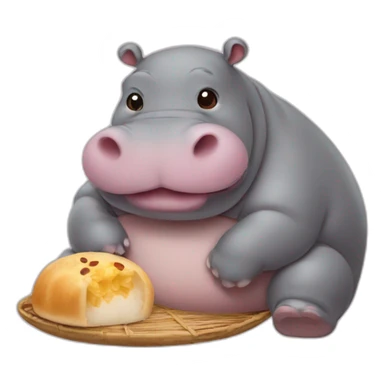 Hippo eating baozi sticker