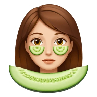 brownhaired woman with cucumber on eyes sticker