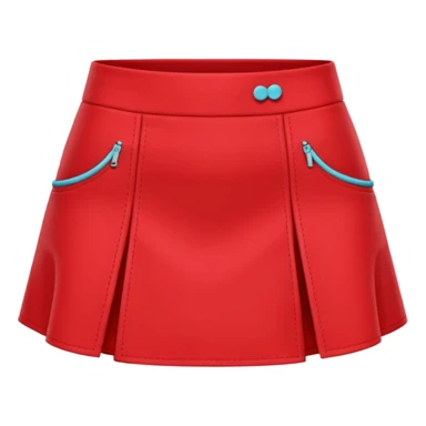 A 3D cartoon red skort (skirt-shorts combo) with gentle fabric folds and neat finish, isolated on plain background, Memoji-style. sticker