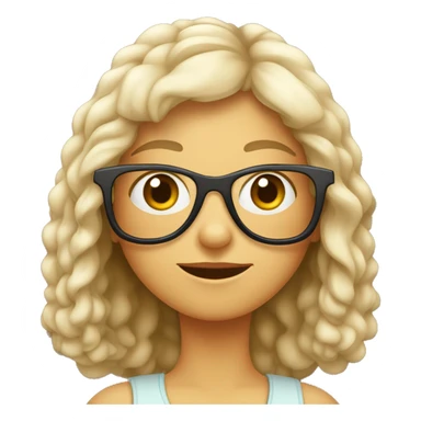 Menina com cabelo cacheado longo e óculos sticker