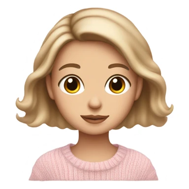 Pretty brown eyed white girl with light pink sweater reading cozy sticker