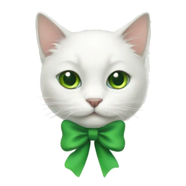 White cat with green bow sticker