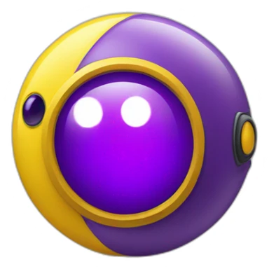 A spherical purple and yellow lens as a mascot sticker