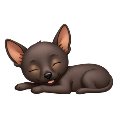 Meme-Worthy Cute Sleeping Xoloitzcuintle dog Portrait Emoji, Head resting peacefully with a contented smile, showcasing a sleek, muscular build with smooth, hairless ebony skin and gently relaxed wrinkles, eyes shut in a serene nap, Simplified yet hilariously adorable features, highly detailed, glowing with a soft, drowsy light, high shine, relaxed and utterly lovable, stylized with an air of playful laziness, bright and heartwarming, soft glowing outline, capturing the essence of a comically sleepy guardian, so meme-worthy it feels like it could instantly become the next viral sensation of adorable slumber! sticker