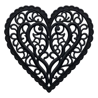 Black lace heart sticker
